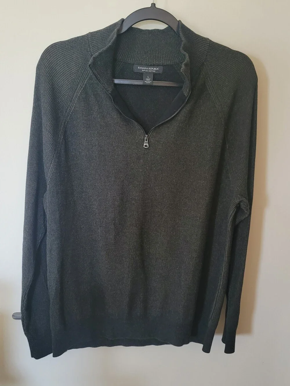 Banana Republic Men's Dark Charcoal Quarter-Zip Sweater